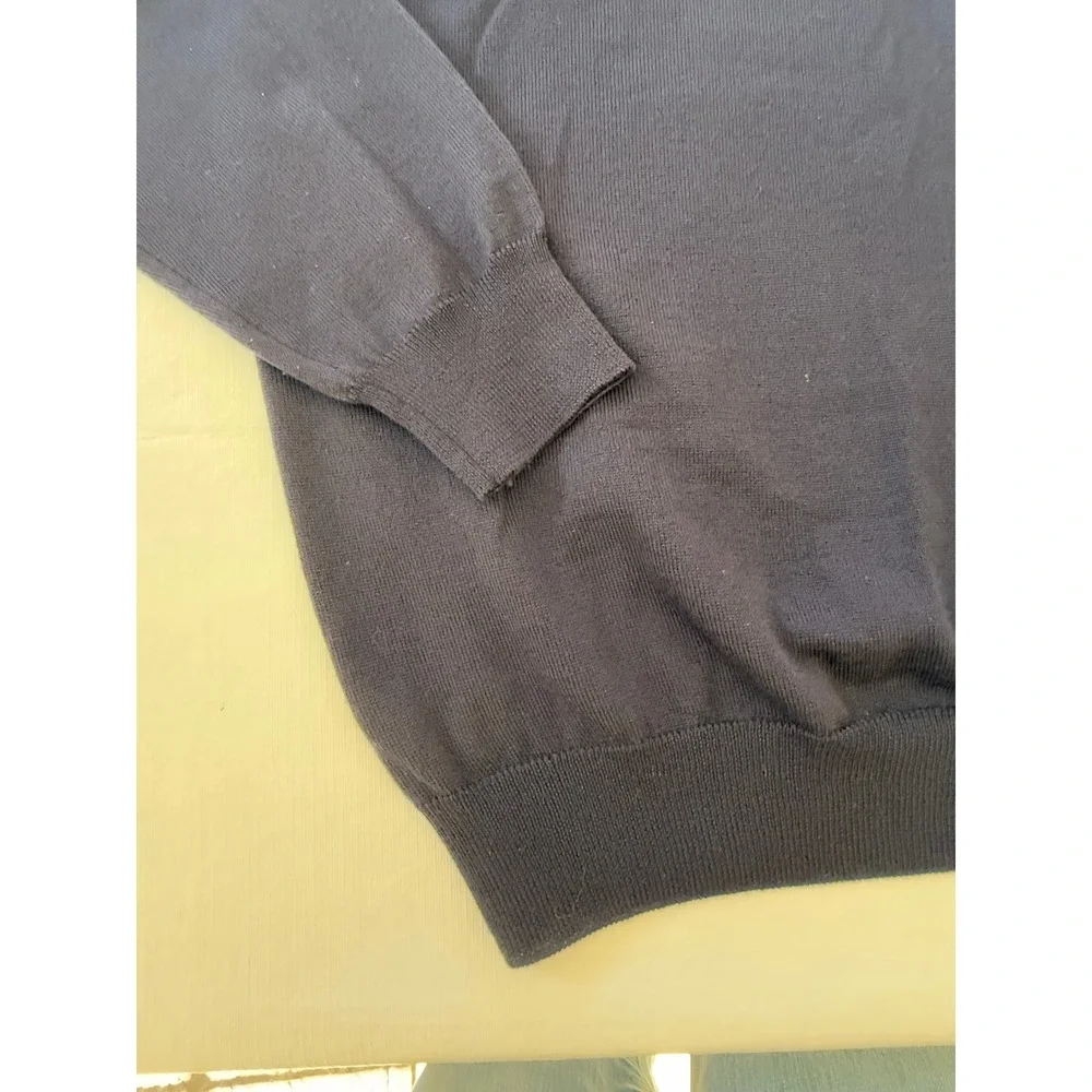 Black Brown 1826 Mens XL Merino Wool V-Neck Sweater Made in Italy Long Sleeve‎